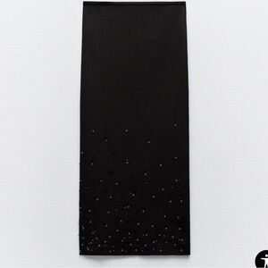 ZARA Beaded MIDI Skirt KNIT STRETCH size S